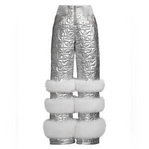 Moose Knuckles X Telfar Silver Fur-Trim Quilted Bomber Pants Size M/L